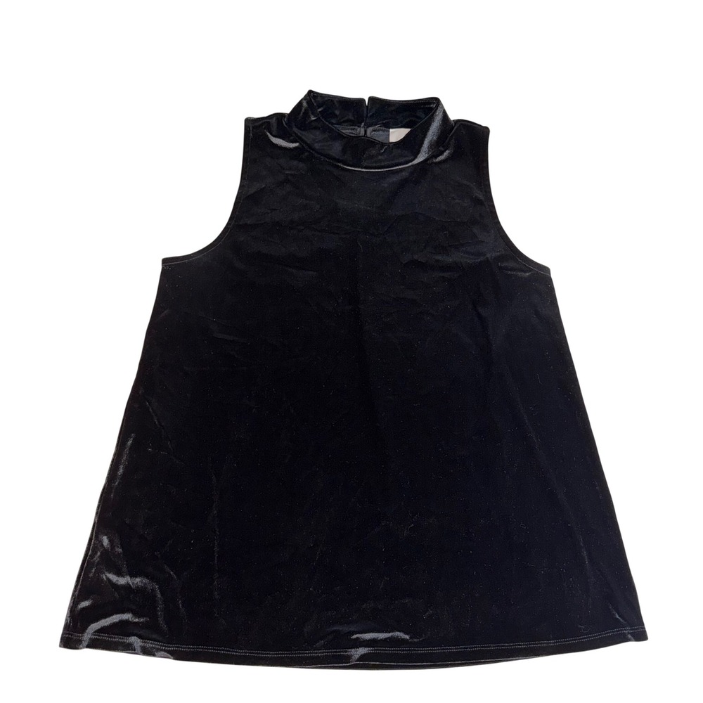 Black Velvet VELOUR Mock Neck Sleeveless Top‎ Keyhole Back Whimsigoth